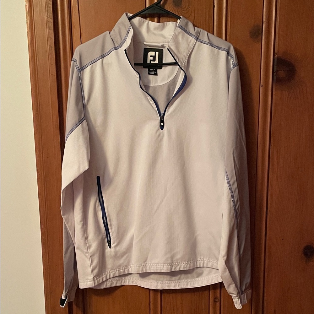 FootJoy White and Blue Quarter-Zip Pullover